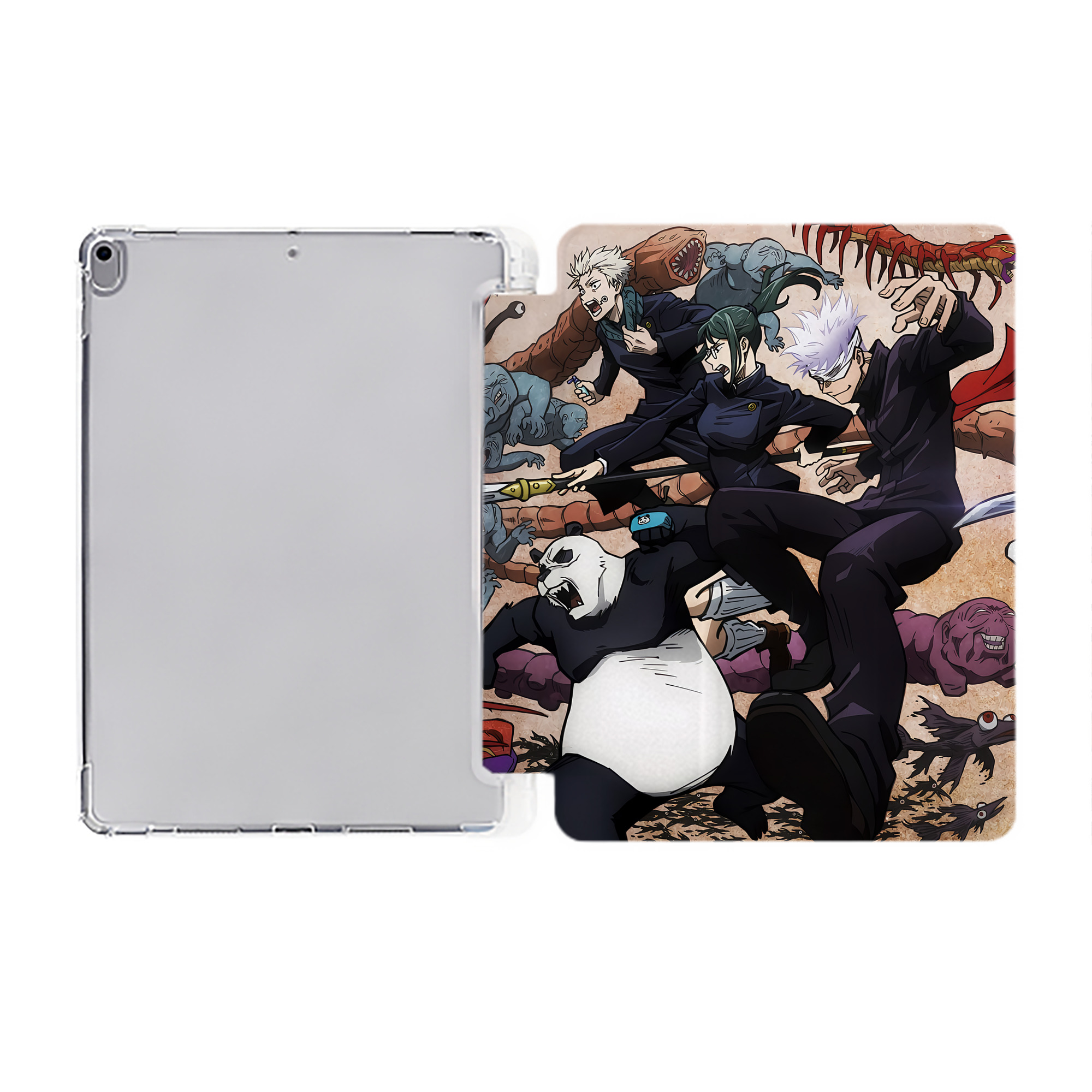 （画像用） 呪術廻戦 Jujutsu Kaisen IPad ケース ペン収納付き 三つ折りスタンド PUレザー×シリコン 対応機種9.5/10.5/10.9インチ